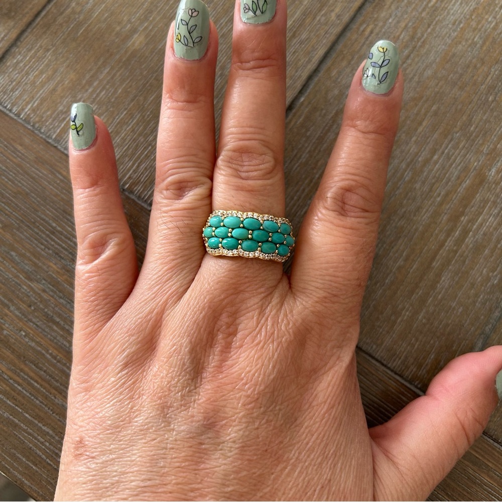 Sleepy beauty turquoise cabochon 14k Gold ring size 10 - Picture 15 of 16